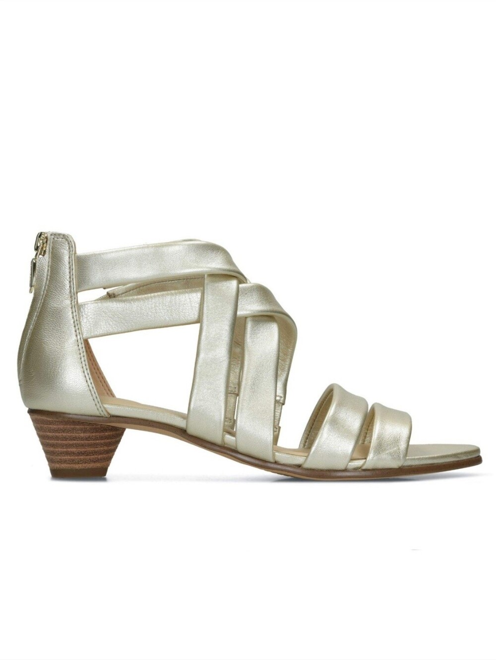 NEW Clarks Mena Silk Metallic Gold Strappy Sandals